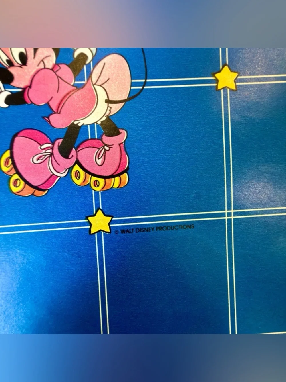 Disney Vintage 1980’s Mickey and Minnie Rollerskating wrapping paper Sheet- Rare